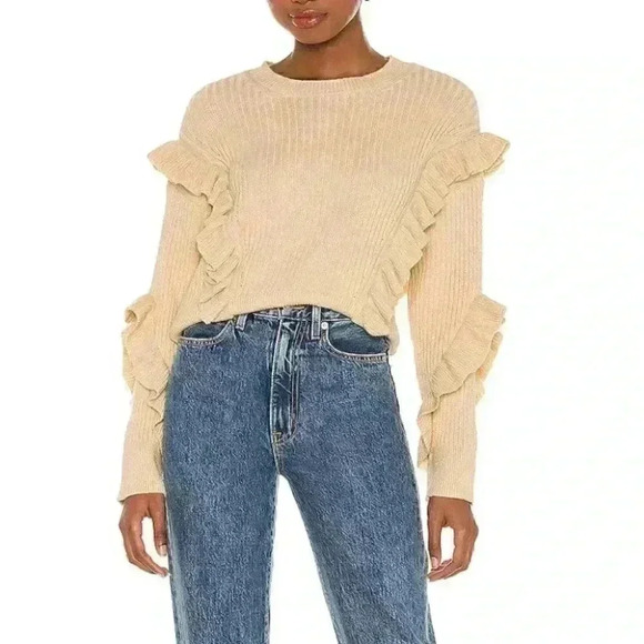 NWT Tularosa Quinn Ruffle Sweater in Cream - Picture 1 of 8